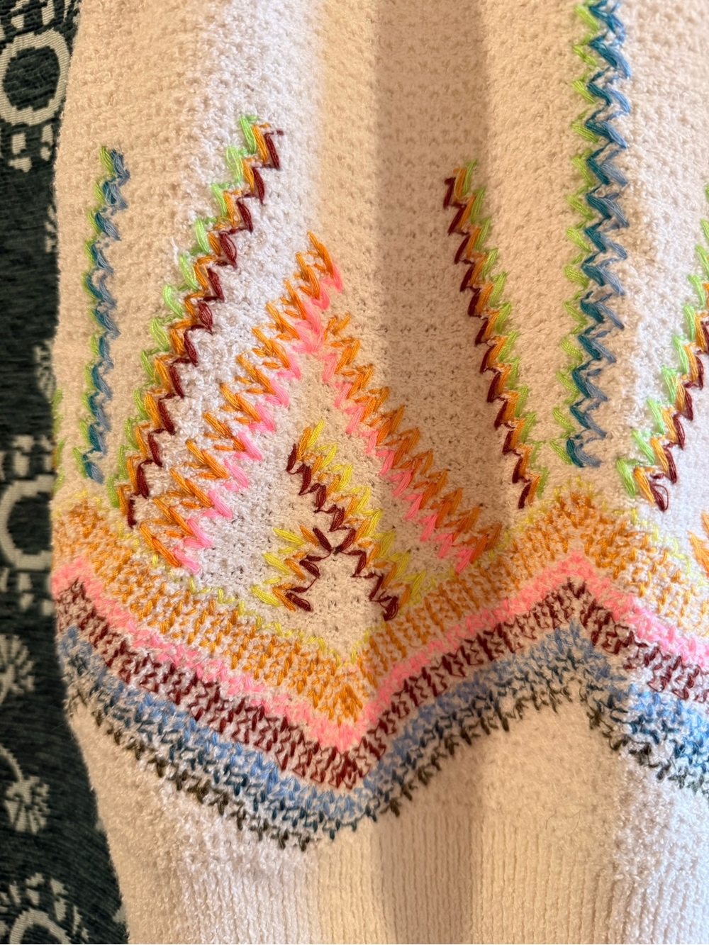 Anthropologie Sunrise Sweater Tank Top - Neutral Cream With Colorful Embroidory - Picture 6 of 10